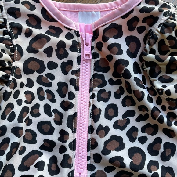 CAT & JACK | Leopard Print Zip-Front Flutter-Sleeve One-Piece Swimsuit | 18M - Picture 5 of 7